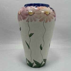 Vintage Pier 1 Floral Vase from Portugal 11" Pink Yellow Blue Green Purple VIDEO